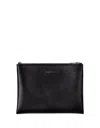 Alexander Mcqueen Black Hammered Leather Clutch Bag With Logo In Black