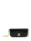 Alexander Mcqueen Skull Flower Black Crossbody Bag With Chain-link Shoulder Strap And Logo Plaque On The Front In Leat