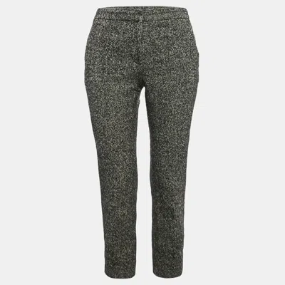 Pre-owned Alexander Mcqueen Black Herringbone Boucle Wool Capri Pants S