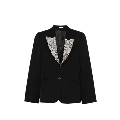 Alexander Mcqueen Embellished-lapel Blazer In Black