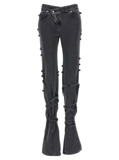 ALEXANDER MCQUEEN BLACK JEANS ASYMMETRIC CLOSURE