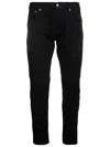Alexander Mcqueen Black Jeans With Branded Button And Logo Patch In Cotton Denim Stretch Man In Black