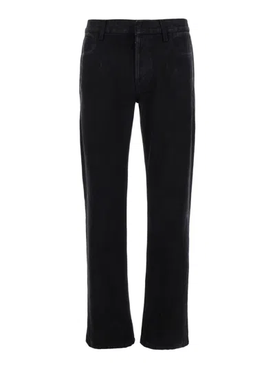 Alexander Mcqueen Black Jeans With Logo Patch On The Rear And Worn Out Effect In Denim Man In Multicolor