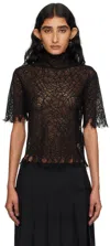 Alexander Mcqueen Black Knitted Cobweb Lace Top In Black