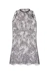Alexander Mcqueen Sheer Lace Sleeveless Top With Keyhole Detail In Gray