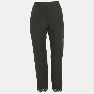 Pre-owned Alexander Mcqueen Black Lace Trim Crepe Trousers L