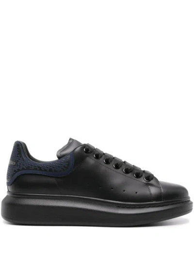 Alexander Mcqueen Oversize Leather Low-top Sneakers In Black