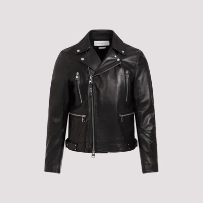 ALEXANDER MCQUEEN BLACK LAMB LEATHER BIKER JACKET