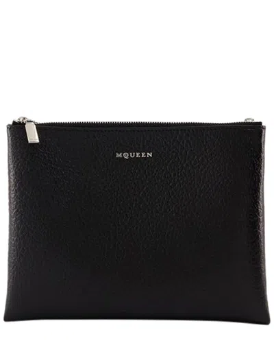 Alexander Mcqueen Black Lambskin Cross Bar Clutch