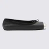 Alexander Mcqueen Black Leather And Silver Metal Flats In Black