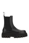 Alexander Mcqueen Black Leather Ankle Boots In Black