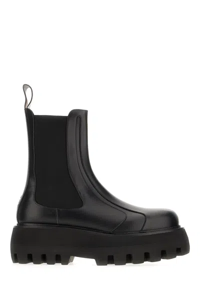 Alexander Mcqueen Black Leather Ankle Boots