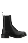 Alexander Mcqueen Black Leather Ankle Boots In Black