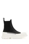 Alexander Mcqueen Black Nappa Leather Tread Slick Ankle Boots In Black