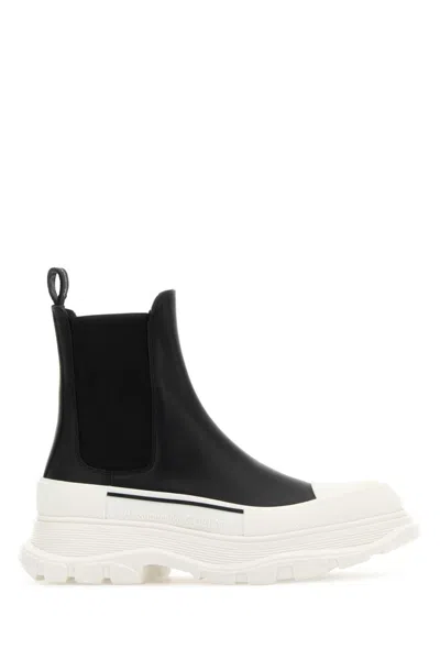Alexander Mcqueen Black Leather Ankle Boots