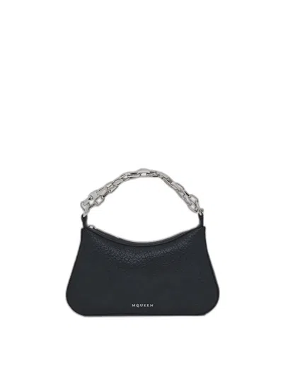Alexander Mcqueen Black Leather Mini T-bar Handbag