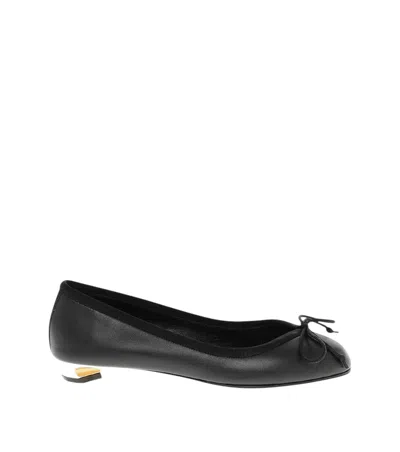 Alexander Mcqueen Black Leather Ballet Flats In Multi