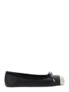 Alexander Mcqueen Black Ballet Flats With Metallic Toe In Smooth Leather Woman In Black