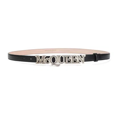 Alexander Mcqueen Black Leather Belt