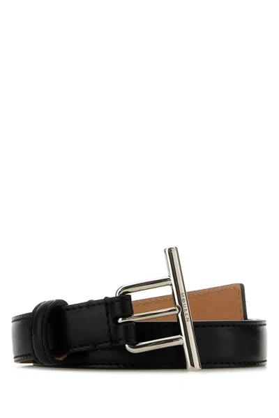 Alexander Mcqueen Black Leather Belt In Blacksilver