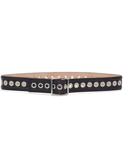 Alexander Mcqueen Women Medium Belt With Eyelets In Black