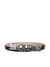 Alexander Mcqueen Black Leather Belt In Grey