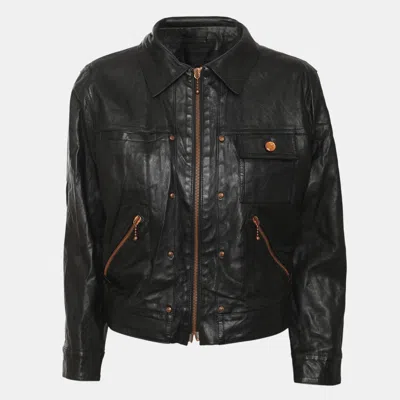 Pre-owned Alexander Mcqueen Black Leather Biker Jacket M