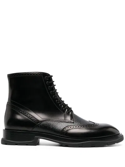 Alexander Mcqueen Leather Boot In Black