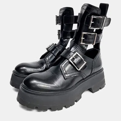 Pre-owned Alexander Mcqueen Black Leather Boots