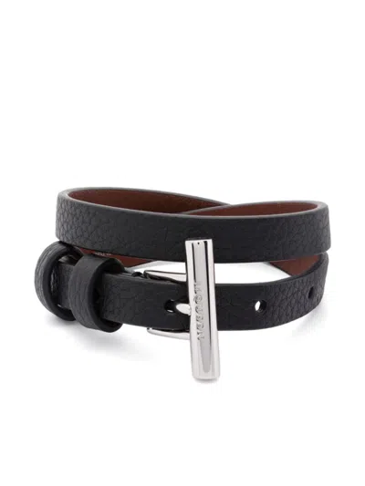 Alexander Mcqueen Black Leather Bracelet With Buckle Fastening