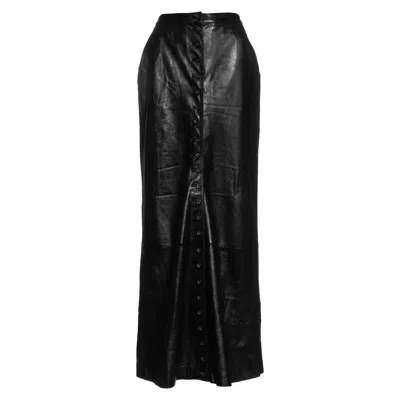 Pre-owned Alexander Mcqueen Black Leather Button-up Maxi 'joan' Skirt, Fw 1998