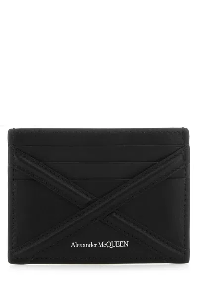 Alexander Mcqueen Black Leather Card Holder In 1000