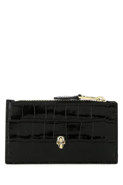 Alexander Mcqueen Man Black Leather Card Holder