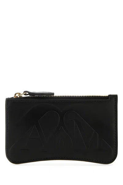 Alexander Mcqueen Black Leather Card Holder In Nero