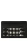 Alexander Mcqueen Black Card-holder With Silver-finished Studs In Leather Man