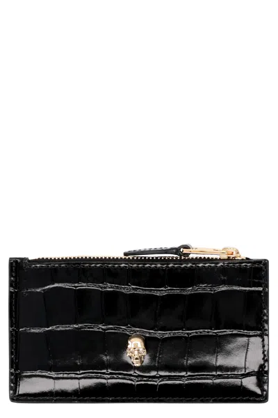 Alexander Mcqueen Black Leather Card Holder