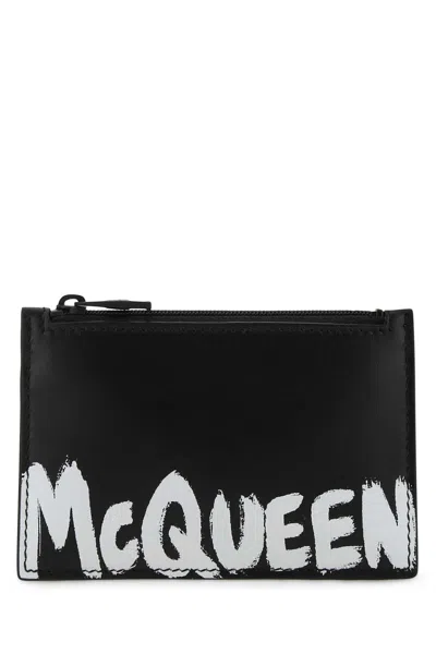 Alexander Mcqueen Black Leather Card Holder