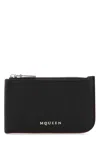 Alexander Mcqueen Black Leather Card Holder In Black