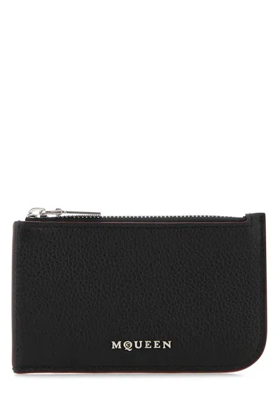 Alexander Mcqueen Black Leather Card Holder