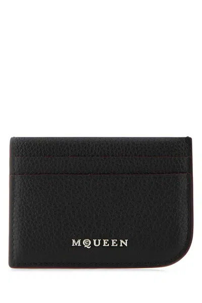 ALEXANDER MCQUEEN ALEXANDER MCQUEEN BLACK LEATHER CARD HOLDER