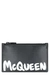 Alexander Mcqueen Black Leather Card Holder In Black