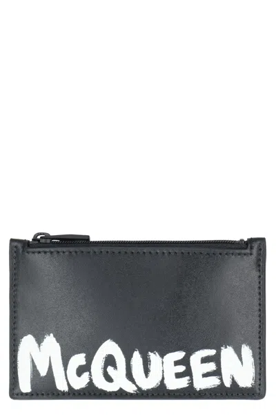 Alexander Mcqueen Black Leather Card Holder