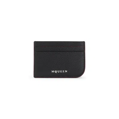 Alexander Mcqueen Black Leather Card Holder In Pattern