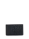 Alexander Mcqueen Black Card-holder With Embossed Motif In Leather Man In Black