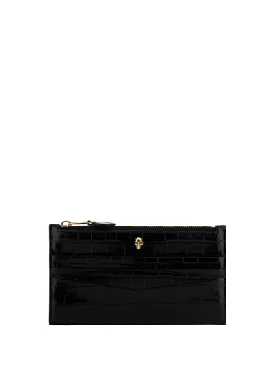 Alexander Mcqueen Black Leather Card Holder By