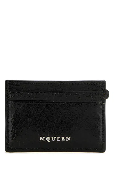 Alexander Mcqueen Black Leather Card Holder