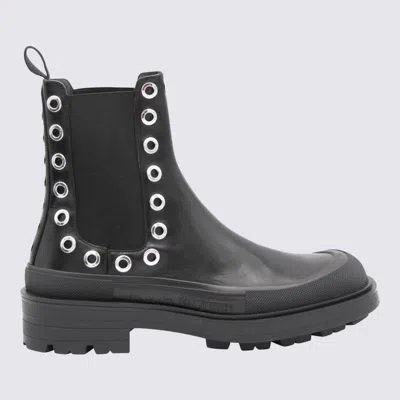 Alexander Mcqueen Black Leather Chelsea Boots In Multi
