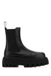 Alexander Mcqueen Black Glossy Leather Ankle Boots With Tank Sole In Black