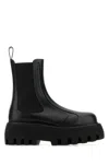 Alexander Mcqueen Black Glossy Leather Ankle Boots With Tank Sole In Black