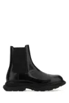 Alexander Mcqueen Man Black Leather Chelsea Float Ankle Boots In Black
